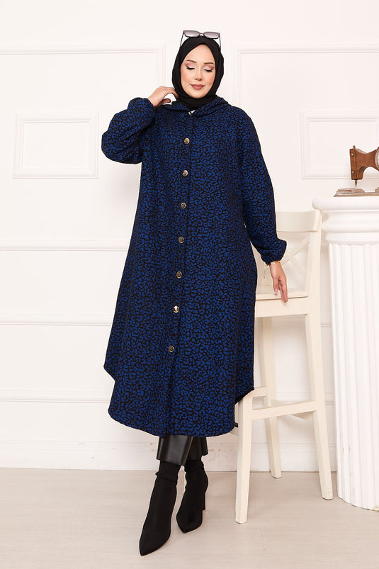 Leopard Patterned Buttoned Cashmere Cape Bag