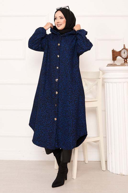 Leopard Patterned Buttoned Cashmere Cape Bag