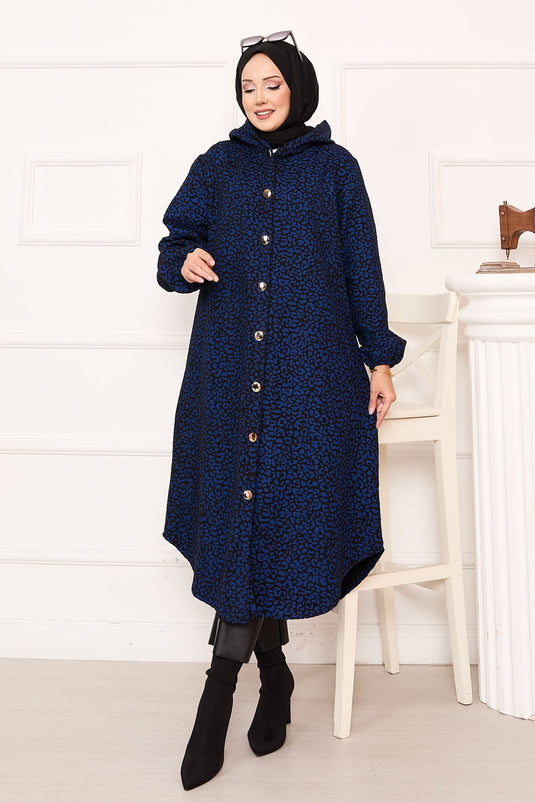 Leopard Patterned Buttoned Cashmere Cape Bag