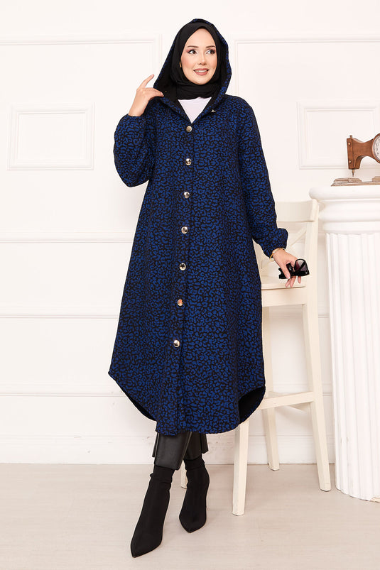 Leopard Patterned Buttoned Cashmere Cape Bag