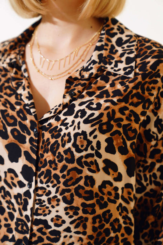 Leopard Print Shirt Camel