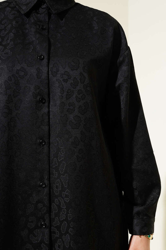 Costume deux pièces en jacquard à motifs léopard noir