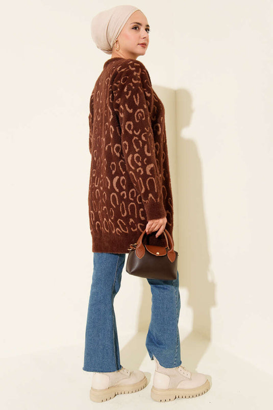 Leopard Print Bearded Tunic Coffee Latte