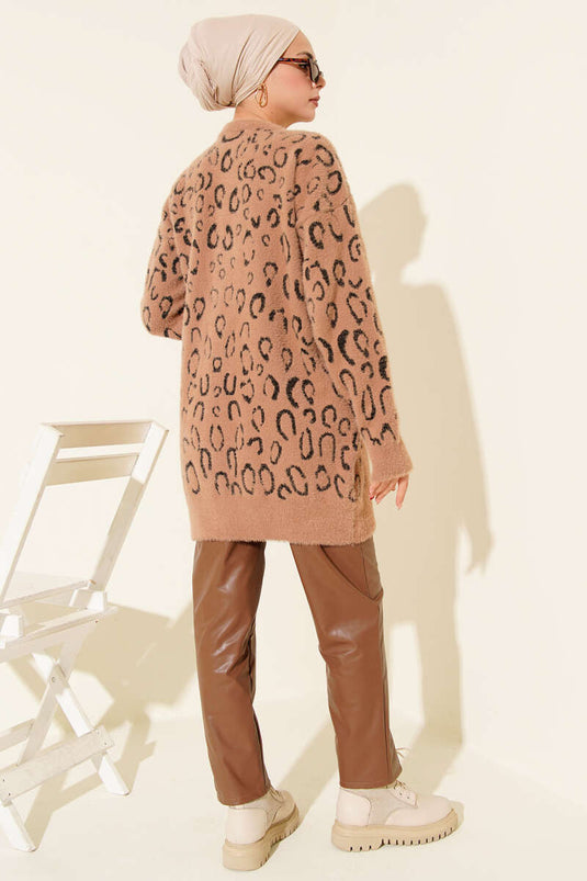 Leopard Print Bearded Tunic Latte