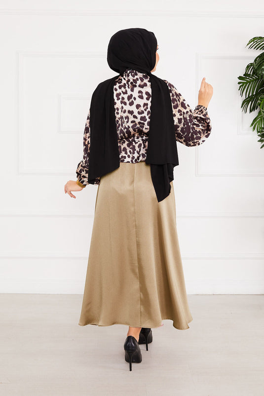 Leopard Print Modest Satin Set -4