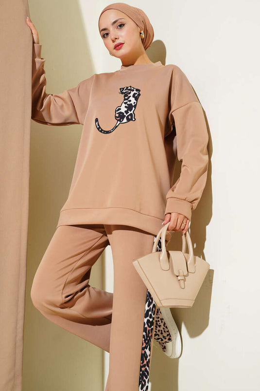 Ensemble deux pièces de plongée léopard couleur latte