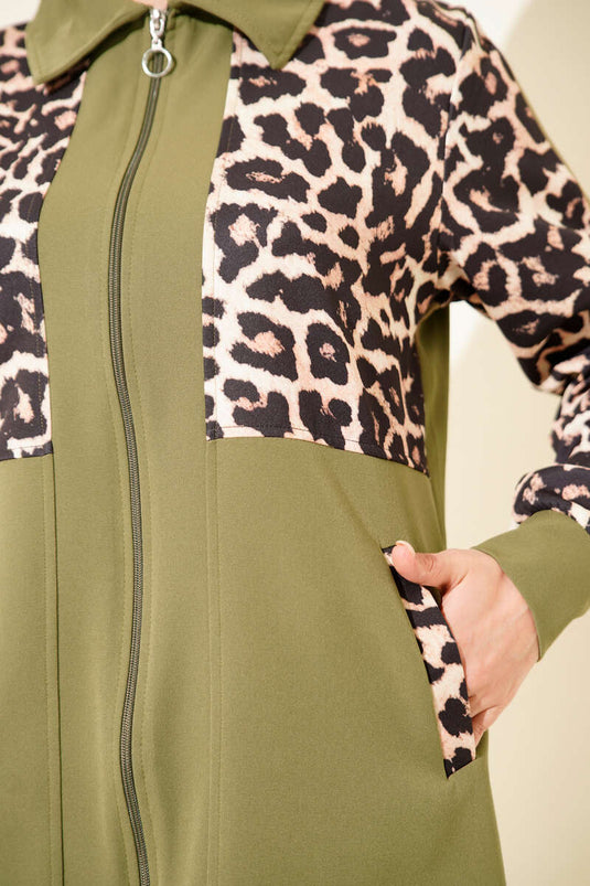 Leopar Garnili Hırkalı İkili Takım Haki