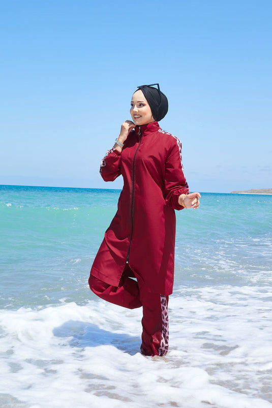 Leopard Garnish Modest Swimsuit -130