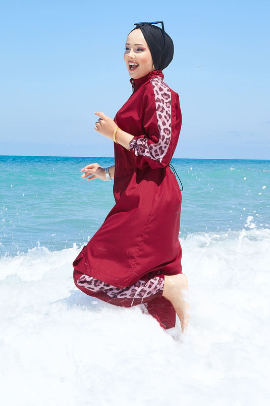 Leopard Garnish Modest Swimsuit -130