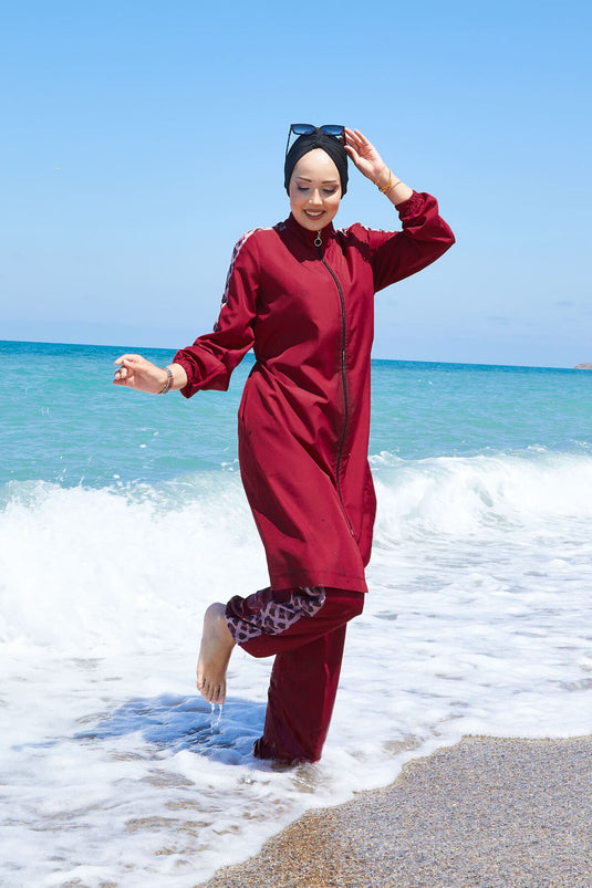 Leopard Garnish Modest Swimsuit -130