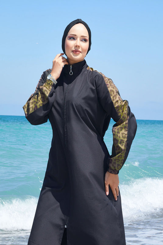 Leopard Garnish Modest Swimsuit -131