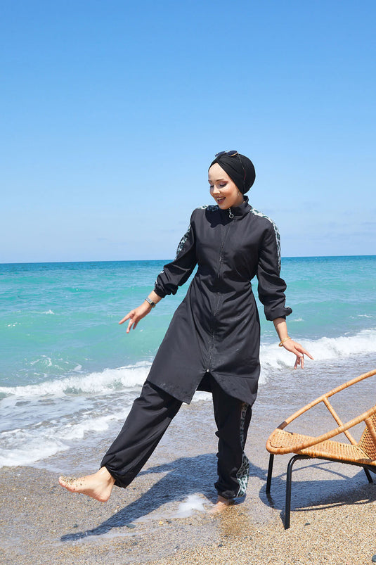 Leopard Garnish Modest Swimsuit -134