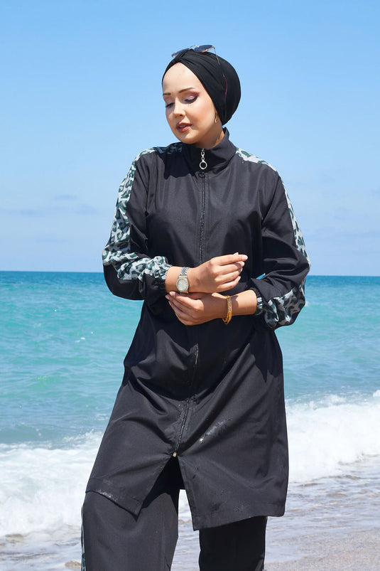 Leopard Garnish Modest Swimsuit -134