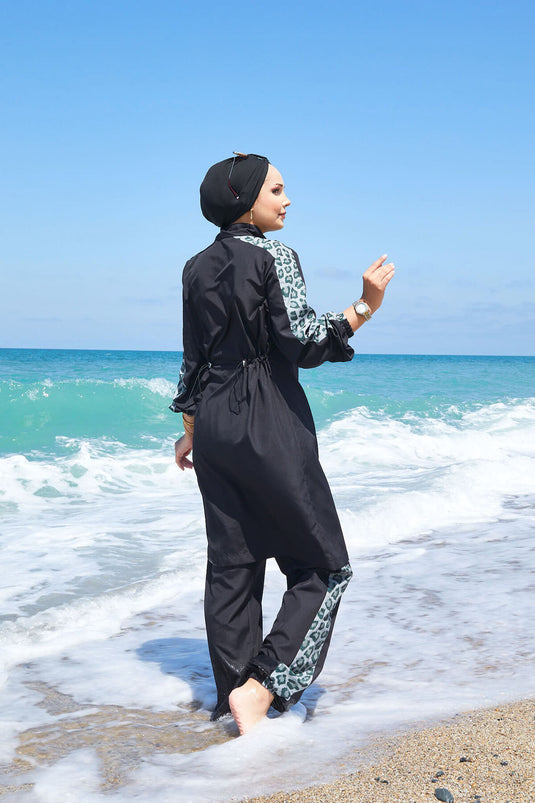 Leopard Garnish Modest Swimsuit -134