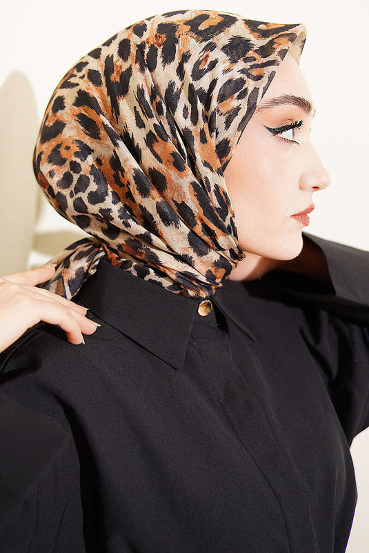 Leopar Serisi Cotton Eşarp Asorti 13