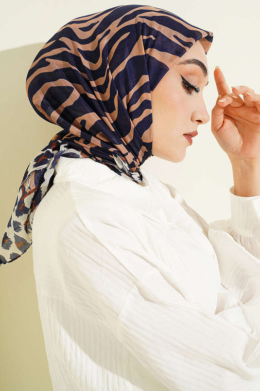 Foulard à motif léopard avec bande bleu parlement