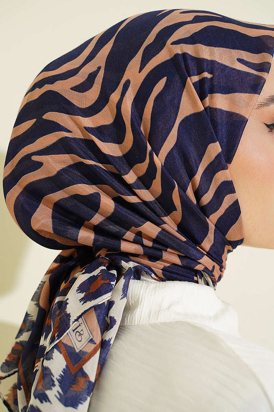Foulard à motif léopard avec bande bleu parlement