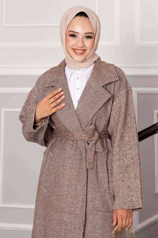 Manteau Leyla Hijab Stamp Marron