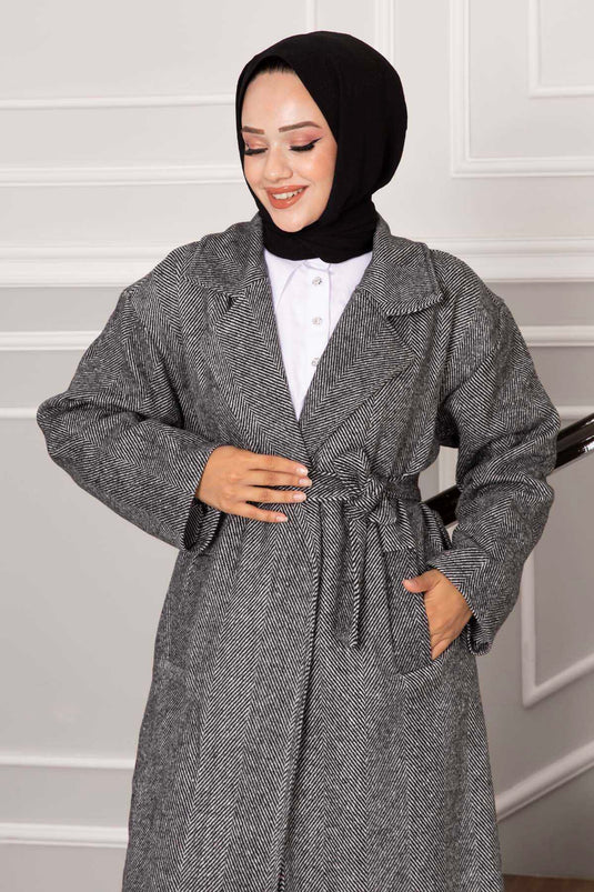 Manteau Leyla Hijab Stamp Noir