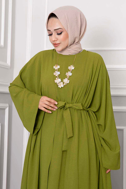 Ensemble Hijab Abaya Leyli Vert Pistache