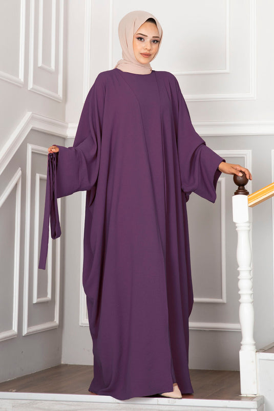 Ensemble Abaya Leyli Tesettür couleur mûre