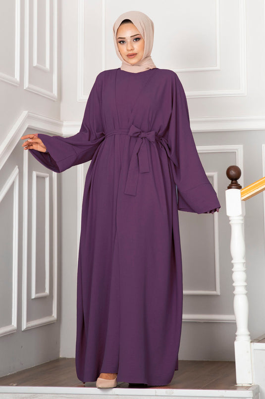 Ensemble Abaya Leyli Tesettür couleur mûre