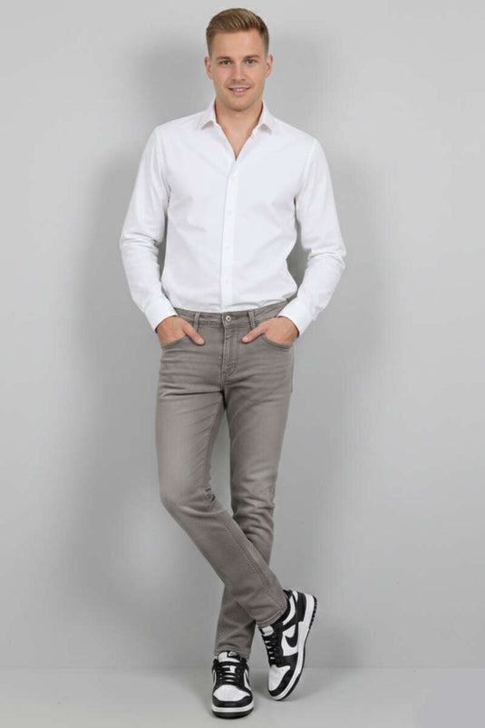 Slim Fit Trousers with Lycra Detail for Men Sand Beige