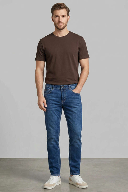 Slim Fit Men's Stretch Denim Jeans Dark Blue