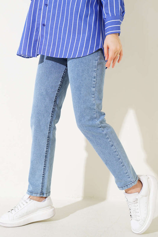 Pantalon En Jean Lycra Skinny Leg Bleu Denim