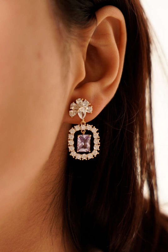 Purple-Stone-Earring-Gold