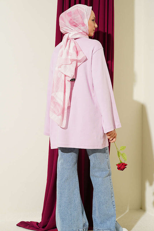 Lilyum Baskılı Basic Tunik Lila