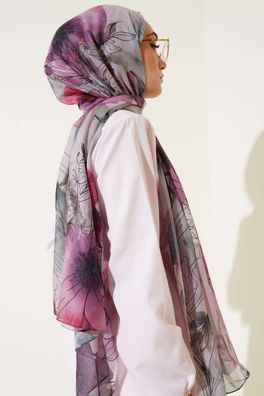 شال رخامي بنقشة زهرة الزنبق، لون وردي فاتح