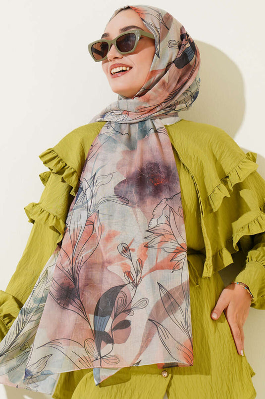 شال رخامي بنقشة زنبق الماء، لون لاتيه