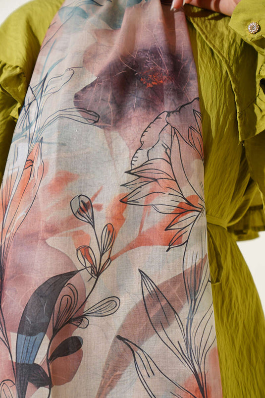 شال رخامي بنقشة زنبق الماء، لون لاتيه