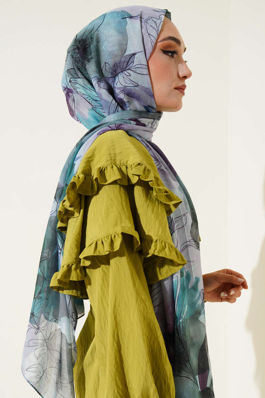 شال رخامي بنقشة الزنبق، لون النعناع