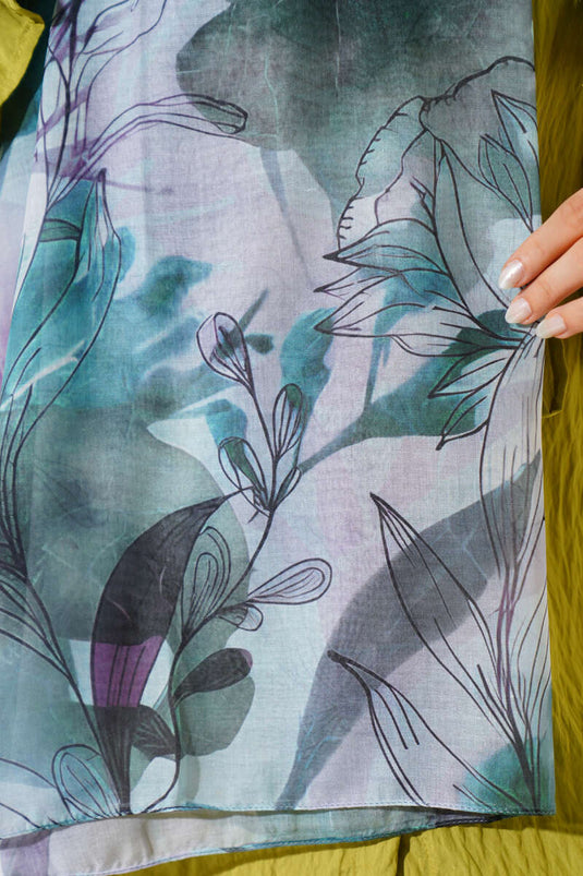 شال رخامي بنقشة الزنبق، لون النعناع