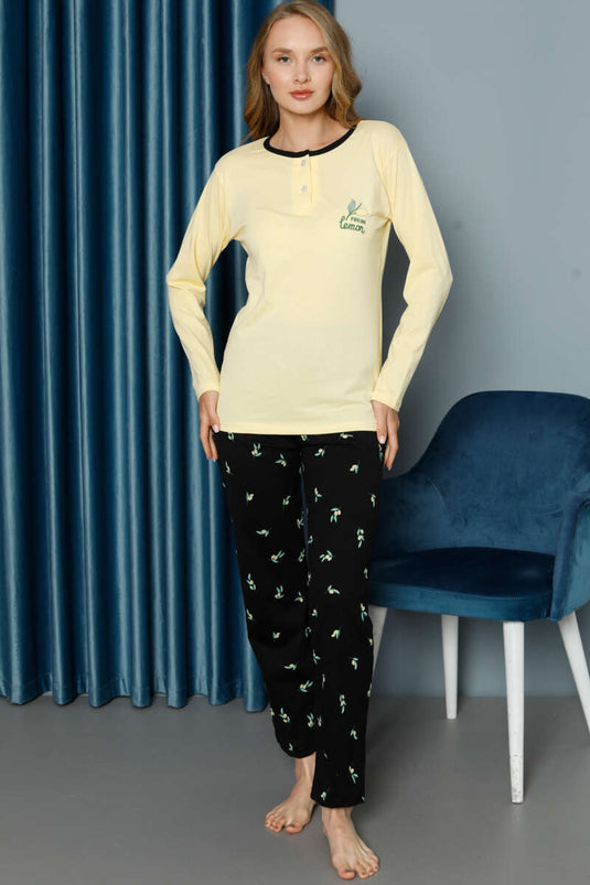 Limon Desenli Pijama Takımı Lime