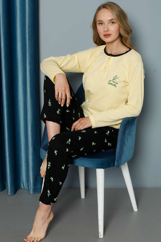 Limon Desenli Pijama Takımı Lime