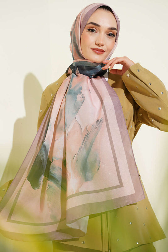 Lina Desenli Soft Şal Latte