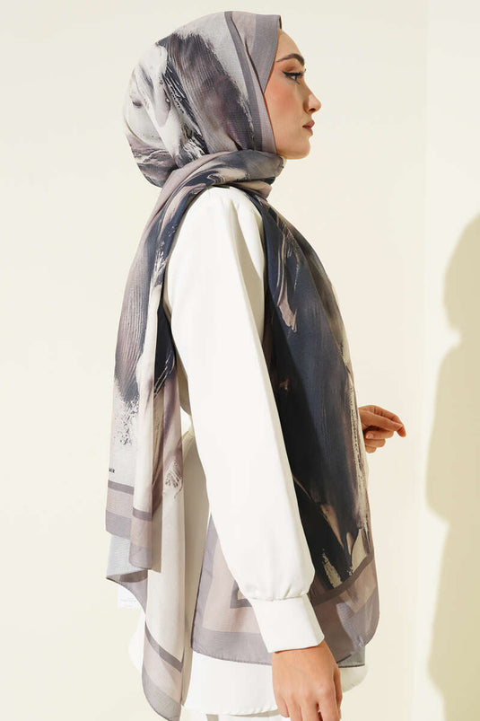 Lina Patterned Soft Scarf, Mink