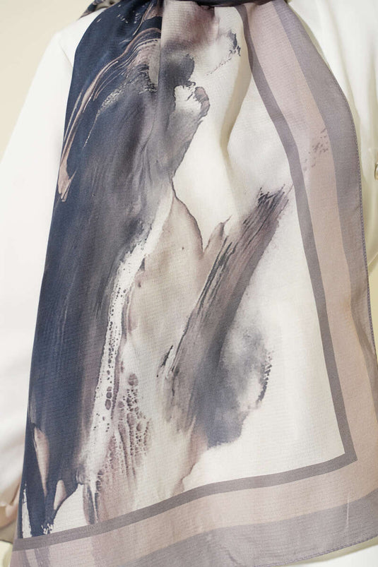 Lina Patterned Soft Scarf, Mink