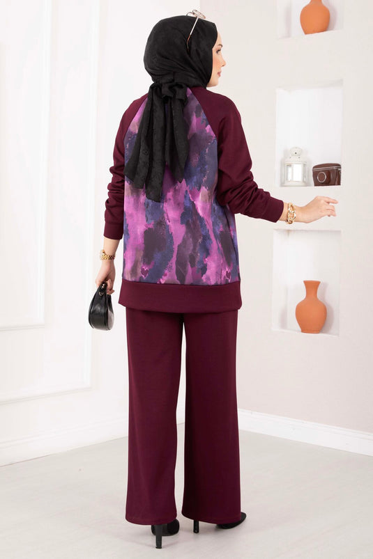 طقم ثنائي للتغطية بنقشة لينا بلون خمري