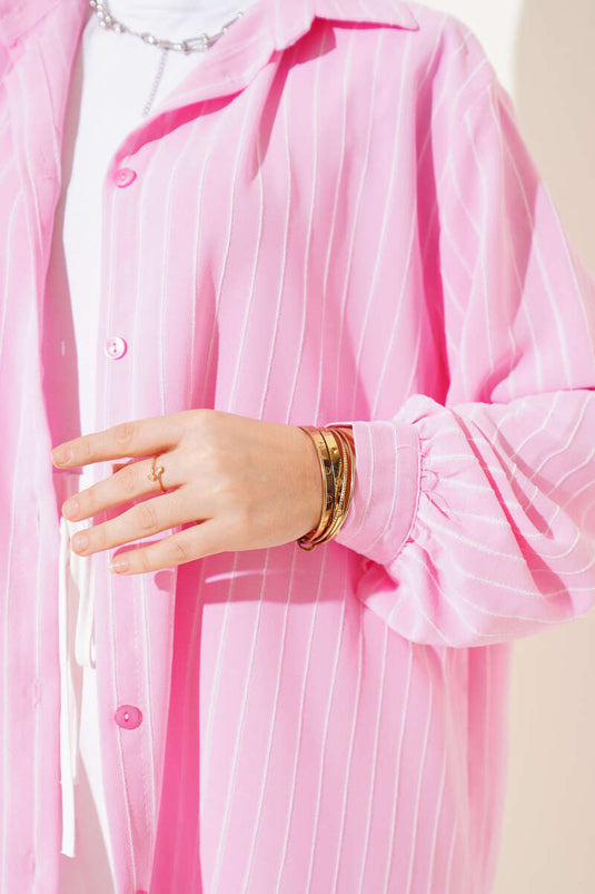 Linda Striped Oversize Shirt Pink