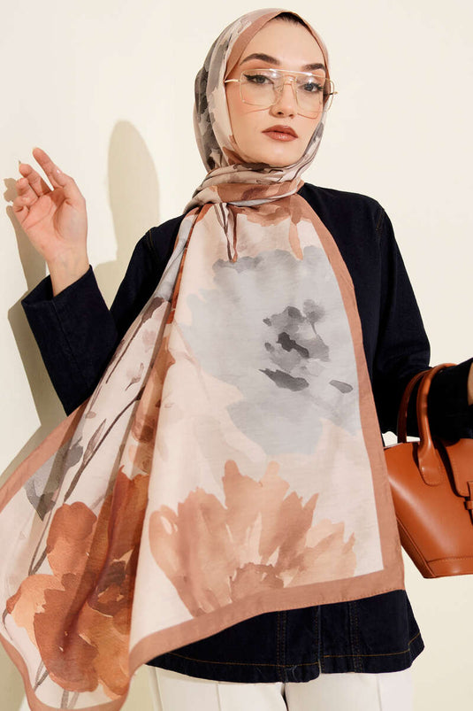 Linea Series Patterned Scarf Latte