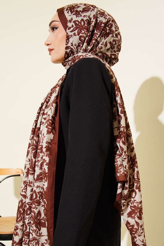 Liora Desenli Soft Şal Kestane-03