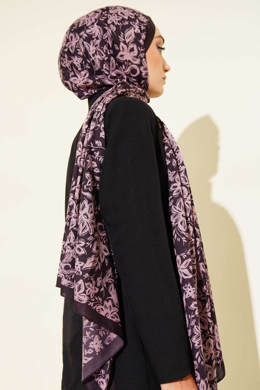 Sciarpa morbida fantasia Liora, prugna -15