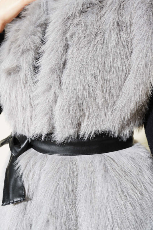 Lolita Plush Belted Vest Gray