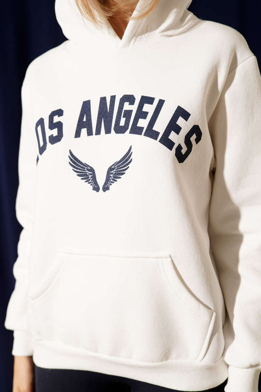 سويت شيرت مطبوع من لوس أنجلوس، لون بيج فاتح