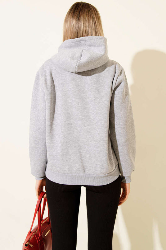 Sudadera cepillada con estampado de Los Ángeles en gris