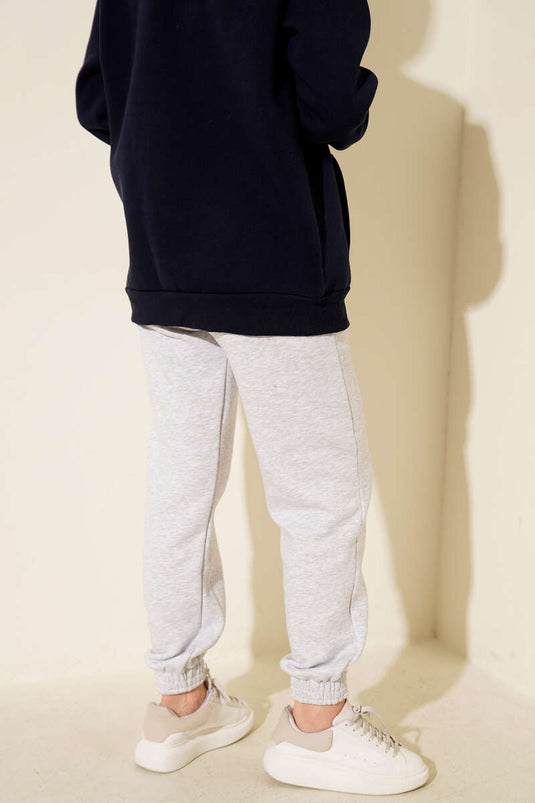 Los Angeles Nakışlı Şardonlu Pantolon Gri